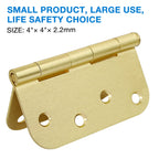 3 Pack Interior Door Hinges 4 Inch Brushed Brass 5/8" Radius Gold