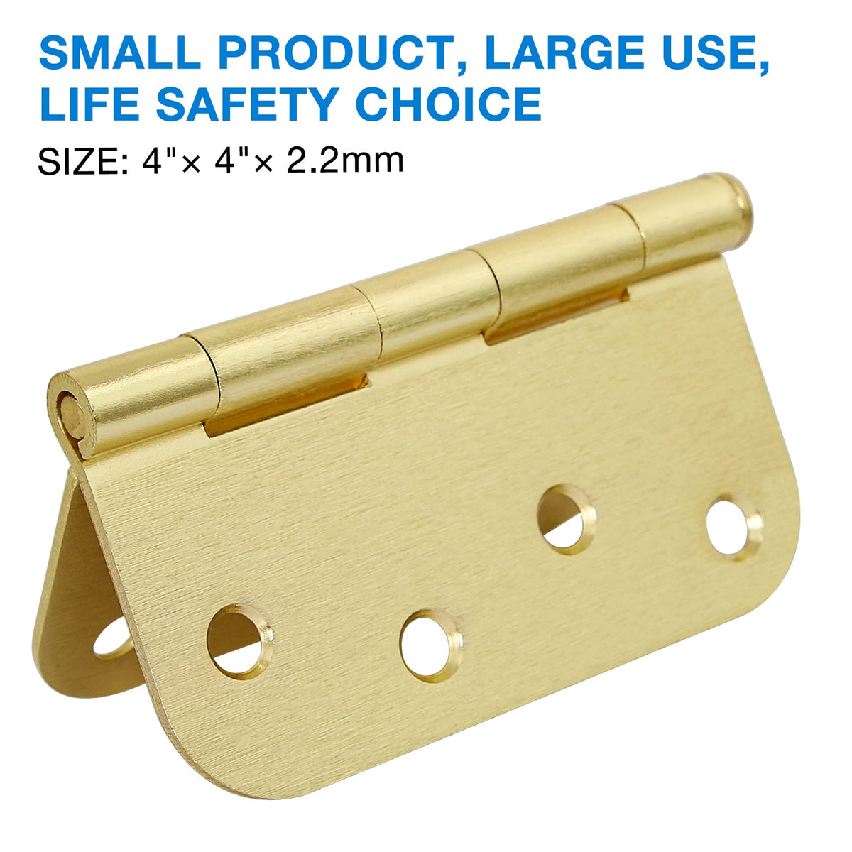 3 Pack Interior Door Hinges 4 Inch Brushed Brass 5/8" Radius Gold