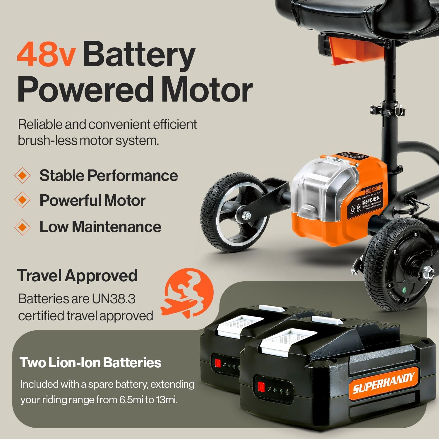 Passport Mobility Scooter for Adults- Foldable, 3 Wheel, Airline Travel Friendly - 13 Mile Range, Includes 2