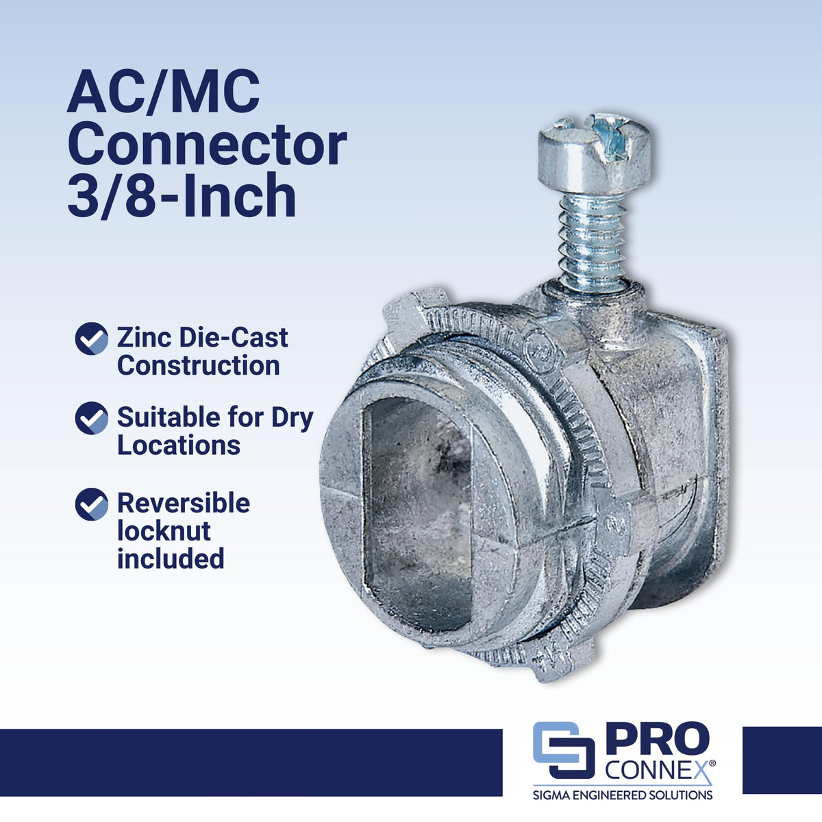 Sigma ProConnex C-550 3/8" AC/MC Connector Gray, 100-Pack