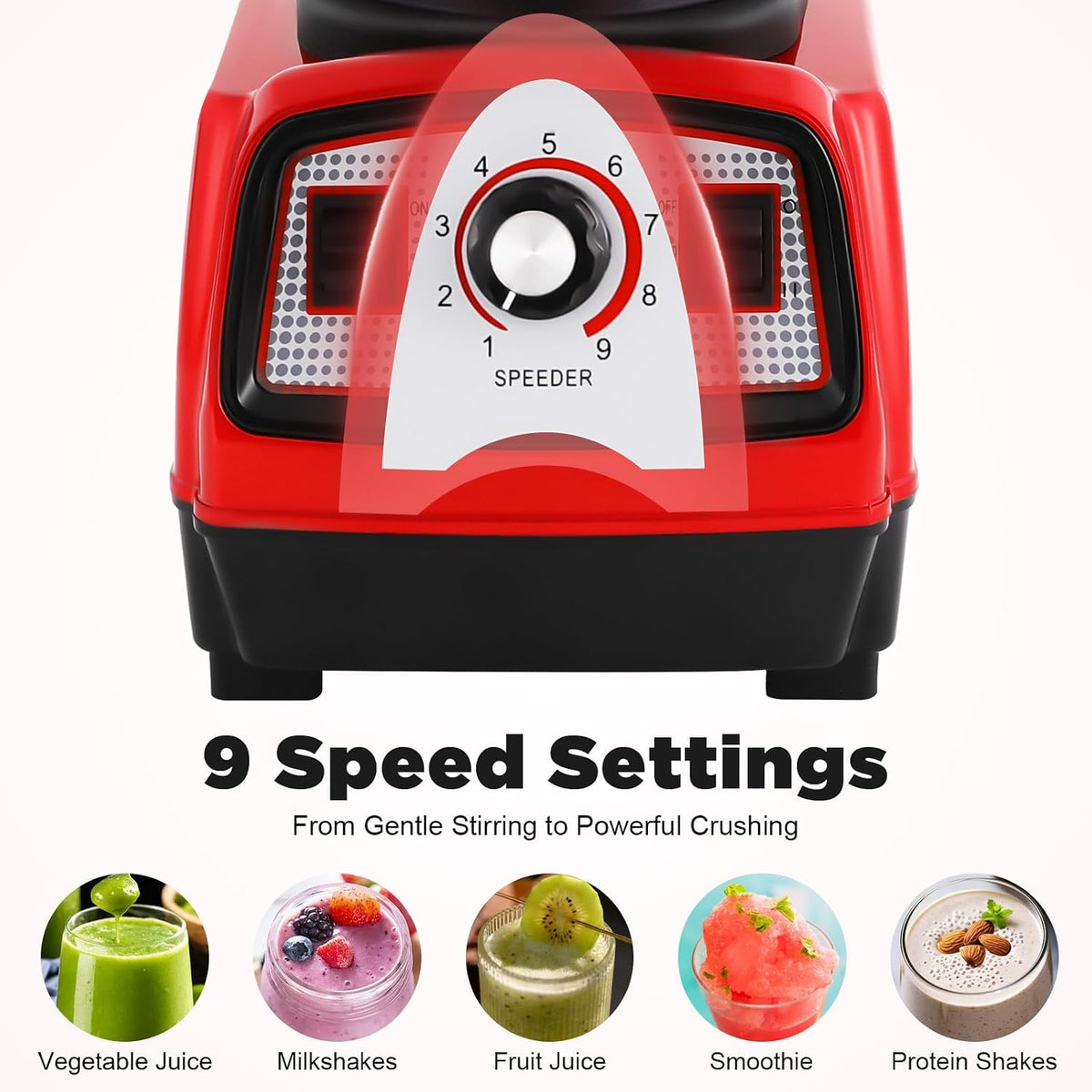 Commercial Blender, 2200W Countertop with 135oz Jar and 9 Speed Control