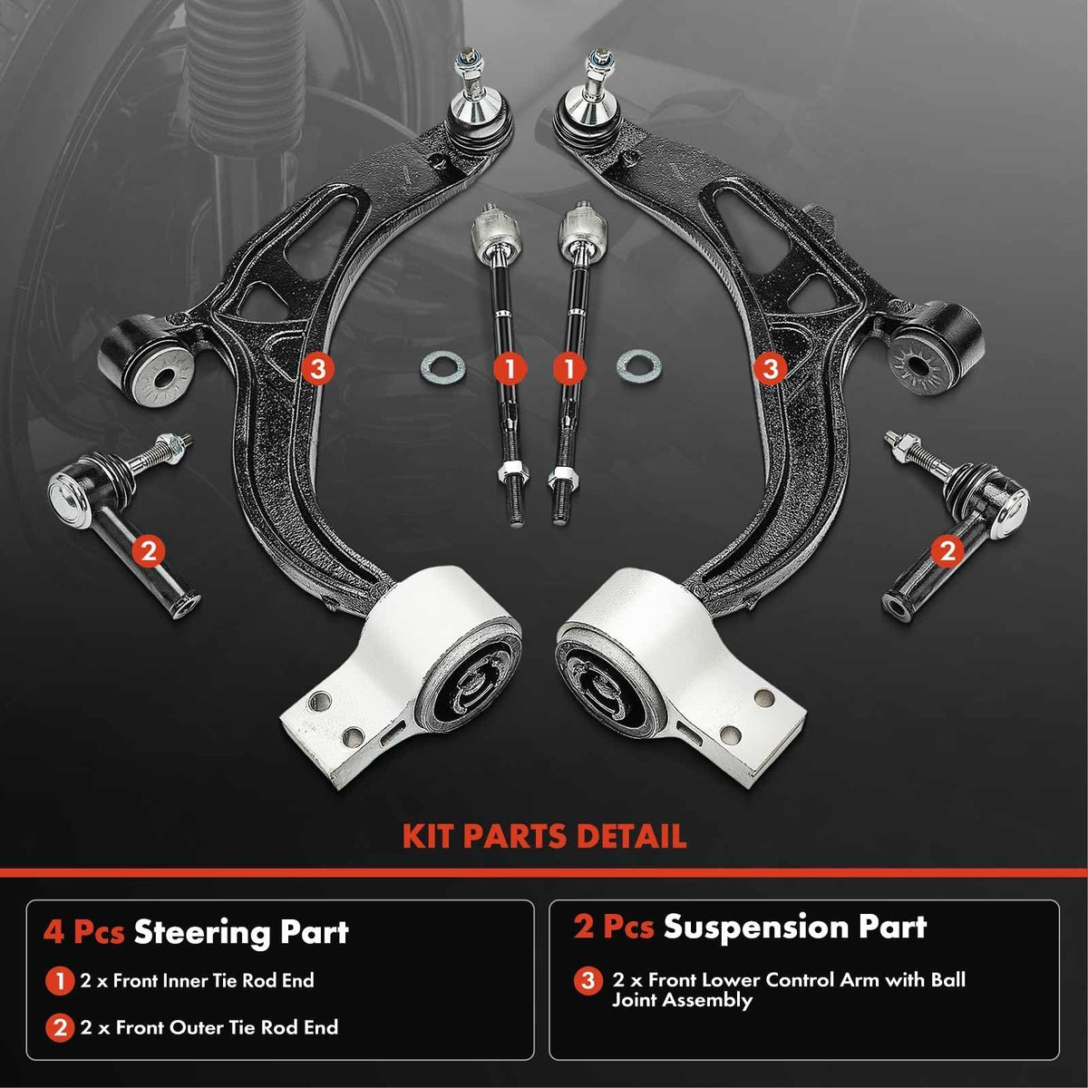 A-Premium 6Pcs Suspension Kit, Front Lower Control Arm