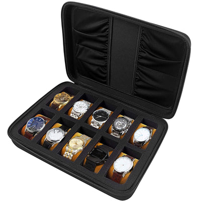 10 Slot Watch Case for Men Women, Portable Travel Watch Organizer