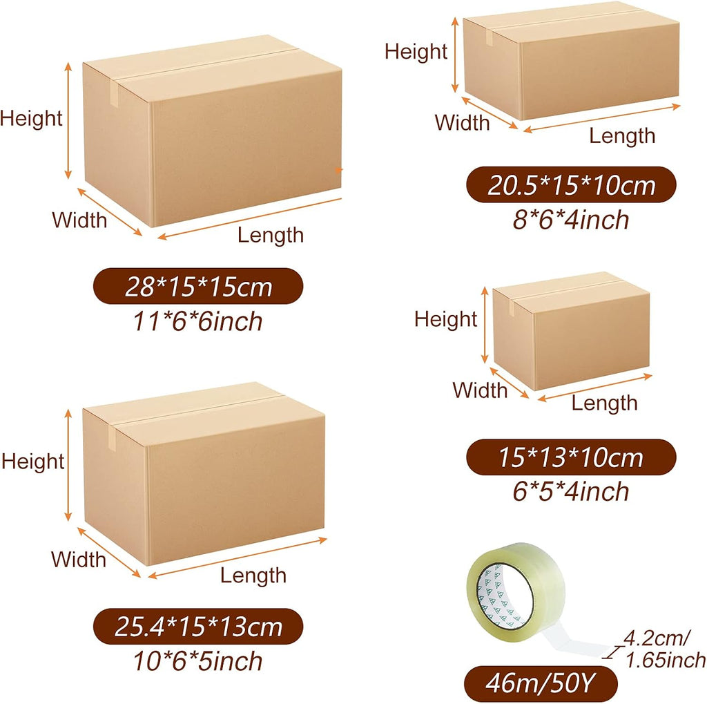 32 Pack Shipping Boxes Assorted Size Corrugated Cardboard Moving Box