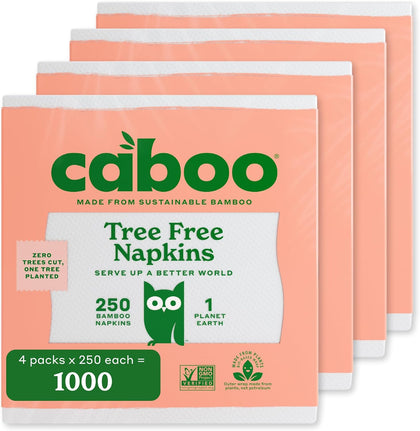 Tree Free Napkins, 4 Packs of 250, 1000 Total Napkins, Sustainable & Disposable Kitchen Napkin