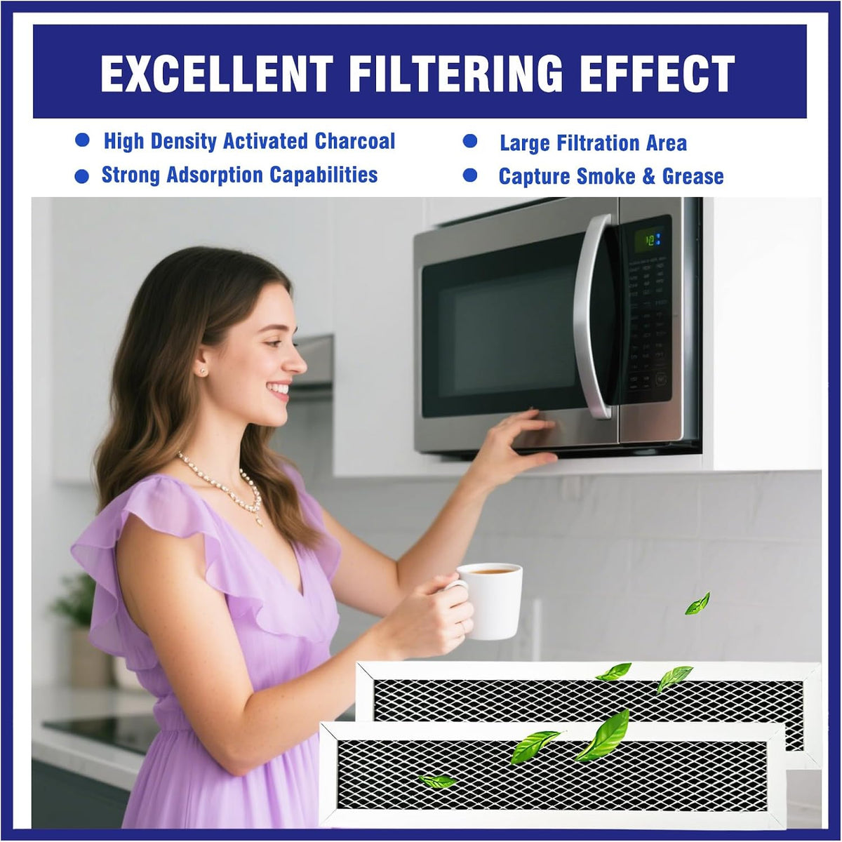 2 Pcs Microwave Charcoal Filter Mesh for GE PVM9179DF2WW, PVM9179SR1SS