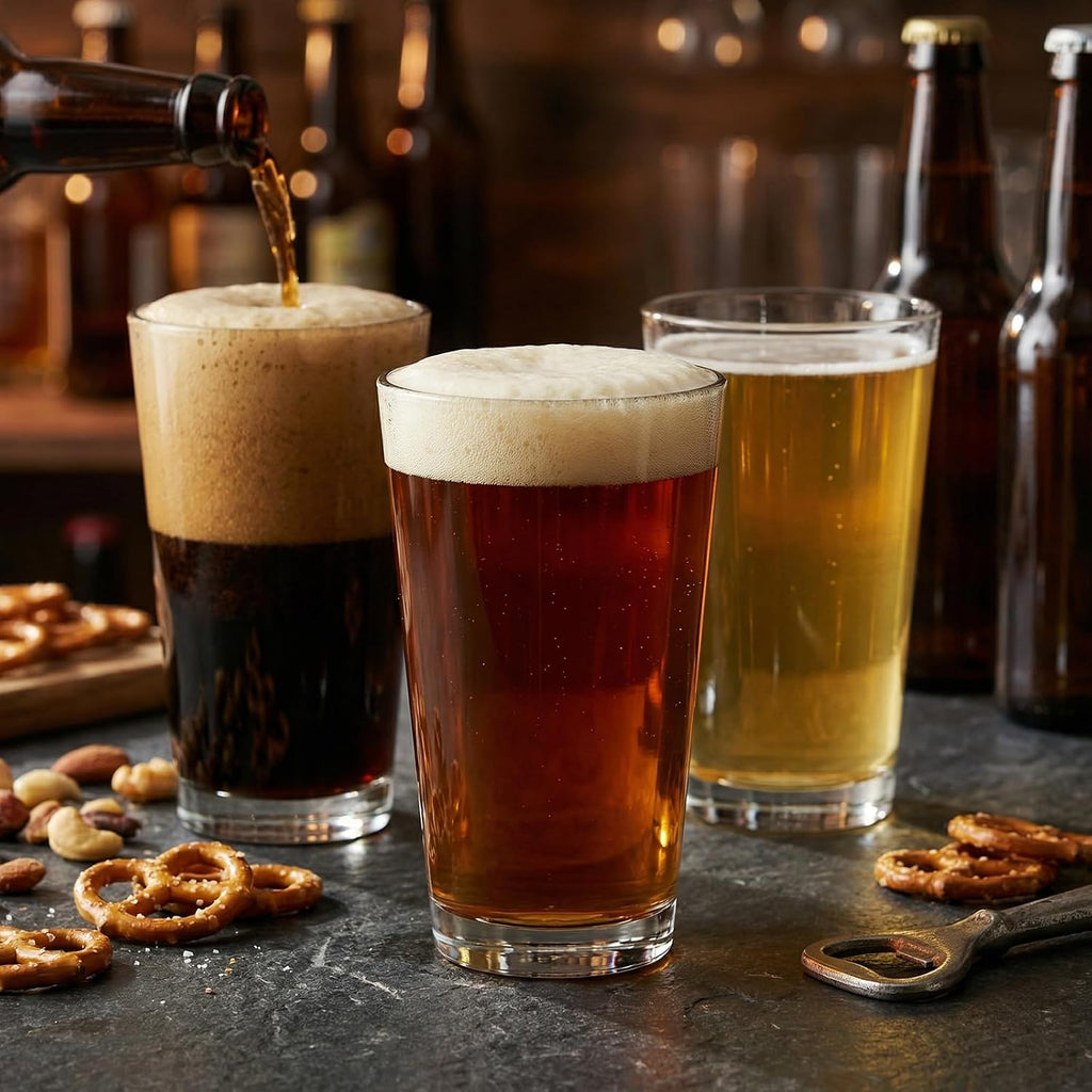 16 Oz Beer Pint Glasses Set of 12