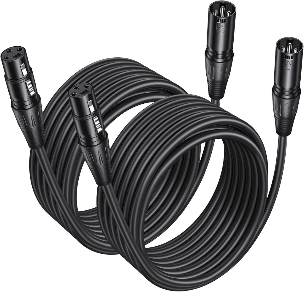 2-Pack Premium XLR Cable - 25ft, Male to Female Microphone Cable | Oxygen-Free Copper (OFC) Mic Cord for Speaker