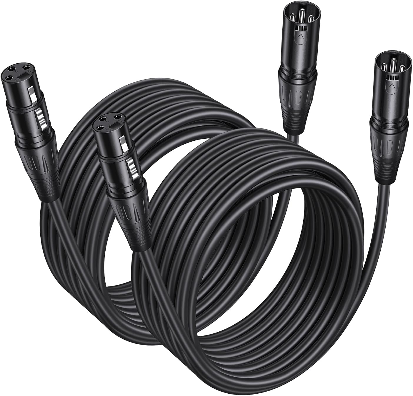 2-Pack Premium XLR Cable - 25ft, Male to Female Microphone Cable | Oxygen-Free Copper (OFC) Mic Cord for Speaker