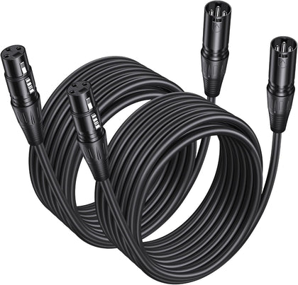 2-Pack Premium XLR Cable - 25ft, Male to Female Microphone Cable | Oxygen-Free Copper (OFC) Mic Cord for Speaker