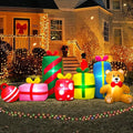 10FT Giant Christmas Inflatables Outdoor Decorations Gift Boxes and Bear,Blow up Yard Decorations with LED Light for