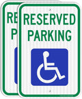 (2 Pack) Reserved Handicap Parking Sign with Wheelchair Picture, 18 x 12 Engineer Grade Reflective Sheeting, Rust