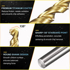 Workkyma #56 M35 Cobalt Drill Bit 135° Titanium Coated HSS 4Pcs