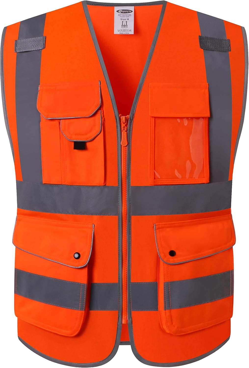 Safety Vest for Men Women Reflective Hi Vis JK150 Orange XL | ANSI Class 2, 9 Pockets, 4 Reflective Strips High