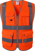 Safety Vest for Men Women Reflective Hi Vis JK150 Orange XL | ANSI Class 2, 9 Pockets, 4 Reflective Strips High
