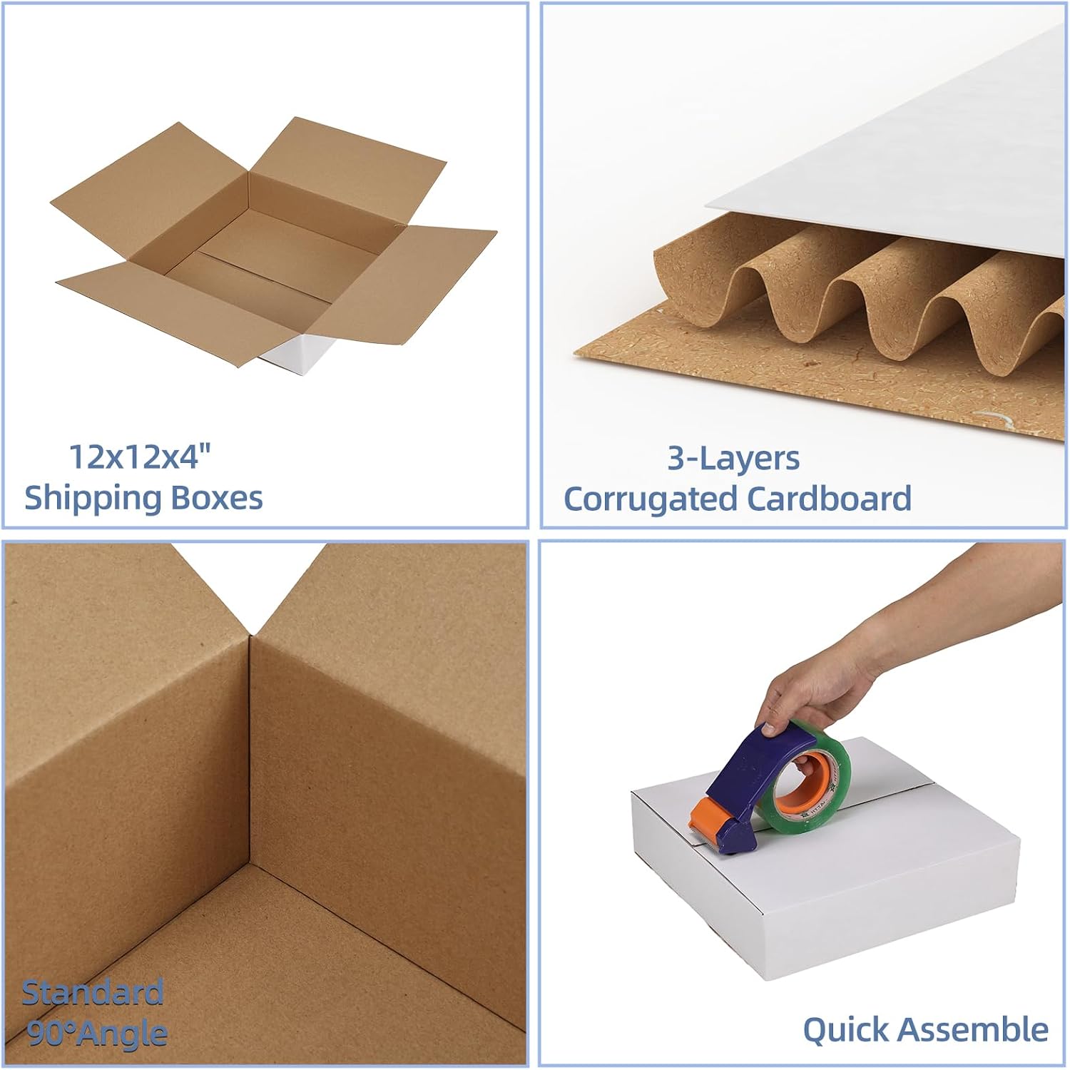 12x12x3 Shipping Boxes Set of 25, White Corrugated Cardboard Box for Small Business for Packaging Mailing