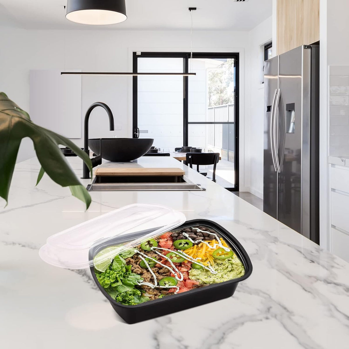 38oz Meal Prep Containers, Extra Large &Thick Food Storage Containers with Lids, Reusable Plastic,Disposable Bento