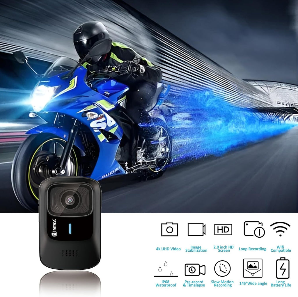 Action Camera 4k - Compact Portable Waterproof Sport Camera, Motorcycle Helmet Camera With Time Lapse, Suitable For