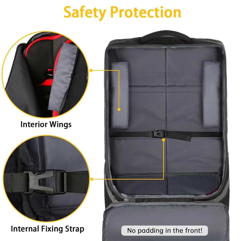 Padded Car Seat Travel Bag Backpack for Airplane, Heavy Duty Car Seat Bags for Air Travel, Carseat Cover for Airplane