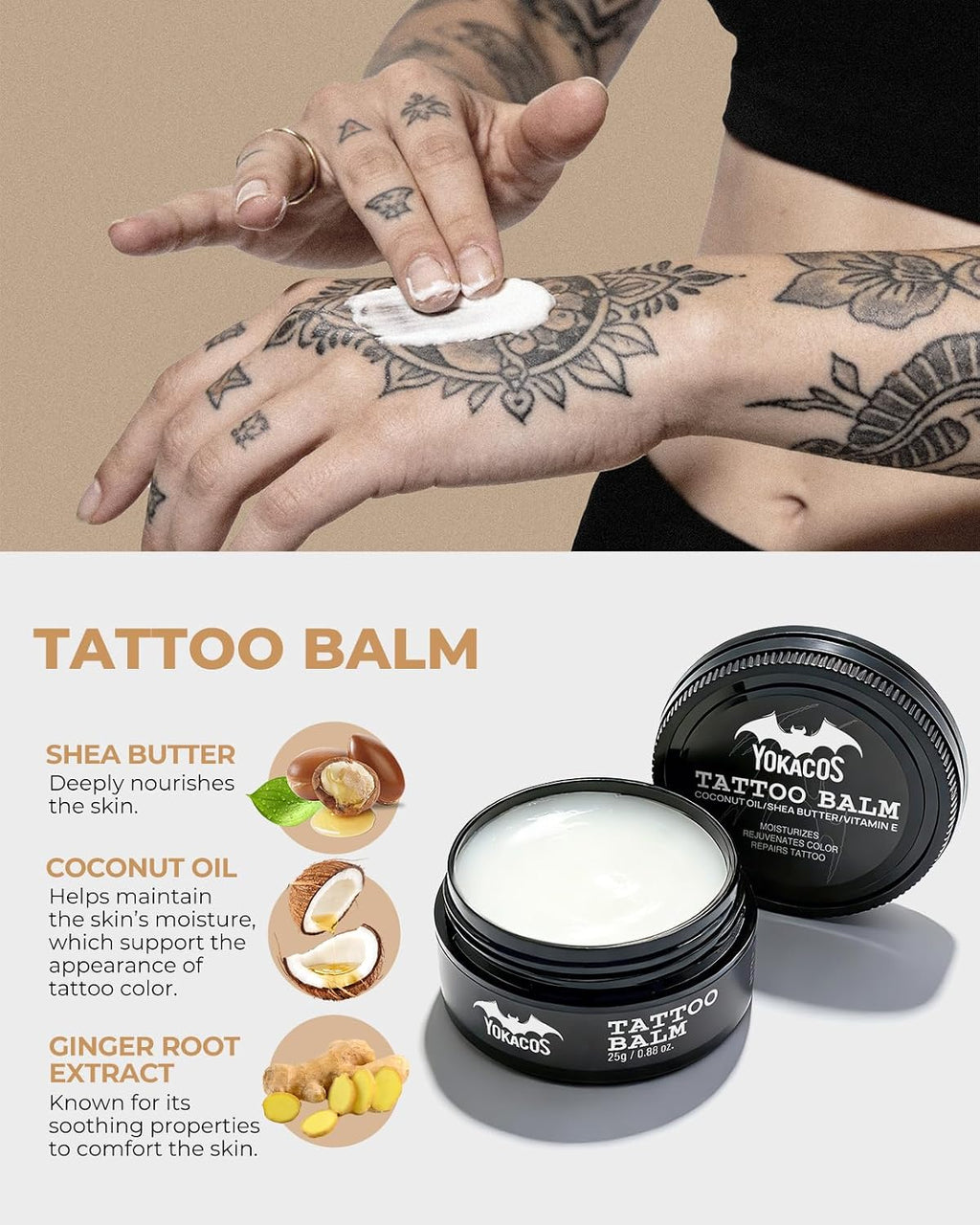 Tattoo Aftercare Kit 4-Piece Set, Tattoo Balm, Gel, Cleansing Foam, Wrap