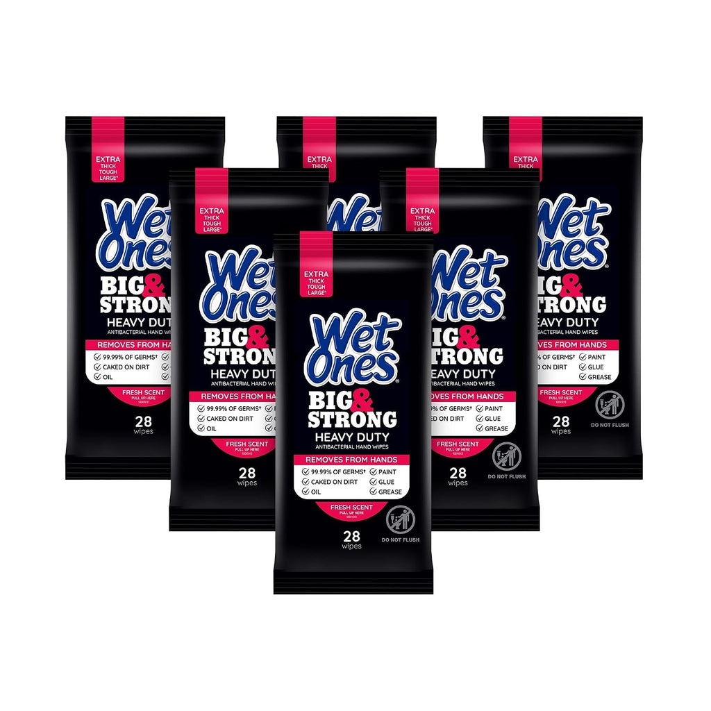 Big & Strong Antibacterial Hand Wipes, Fresh Scent, 28 ct (6 Pack)