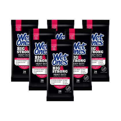 Big & Strong Antibacterial Hand Wipes, Fresh Scent, 28 ct (6 Pack)