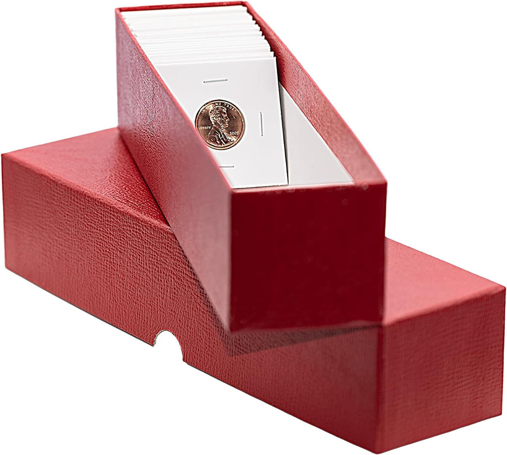 9 Inch Red Single Row 2x2 Coin Flip Box Storage Holders 2x2x9