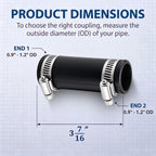 ElaraBerry 8 Pack 3/4" XL Flexible PVC Pipe Coupling with Clamp