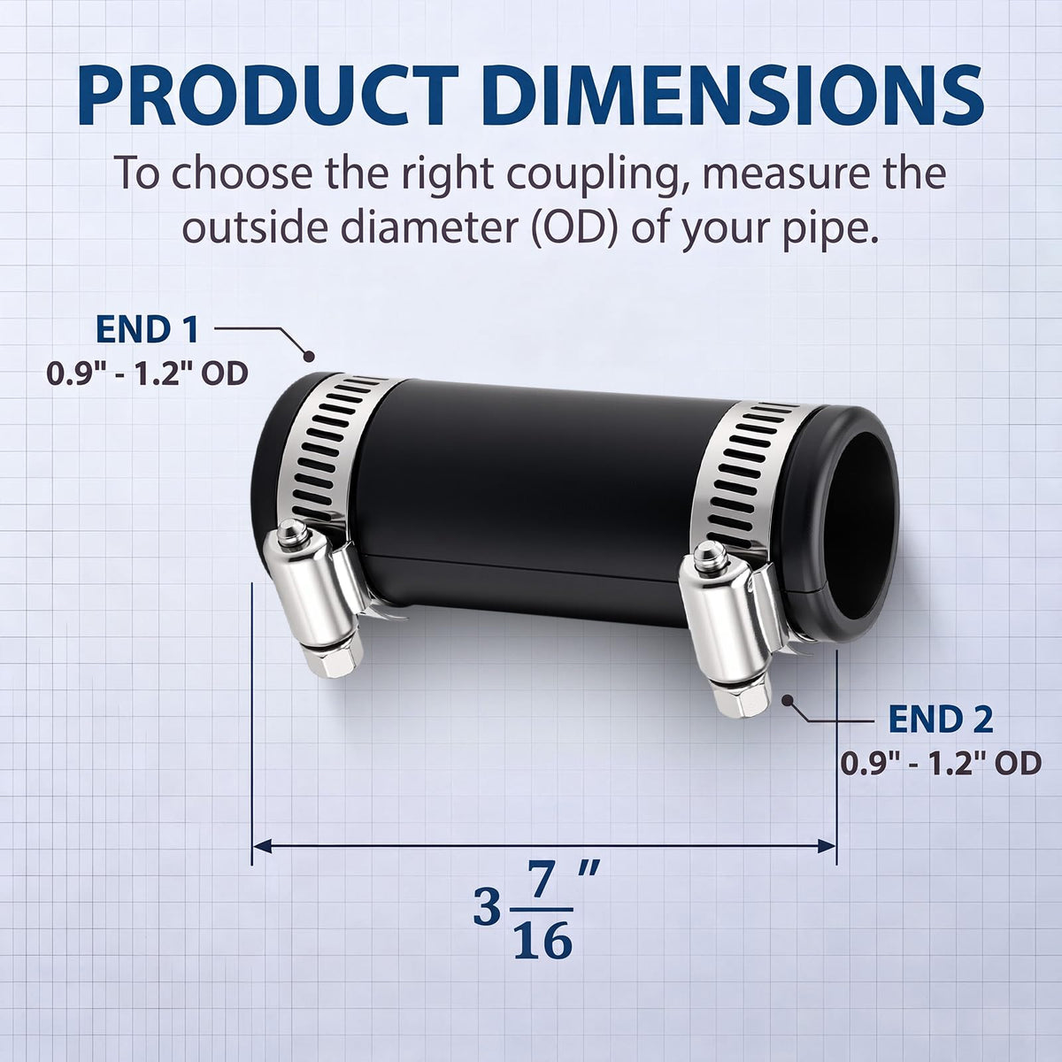 ElaraBerry 8 Pack 3/4" XL Flexible PVC Pipe Coupling with Clamp