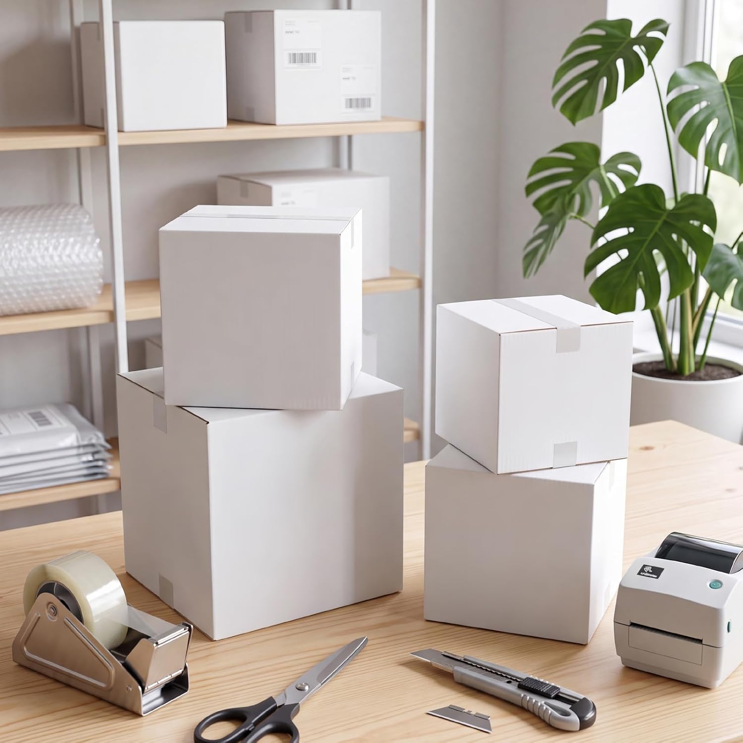 Assorted Sizes Shipping Boxes 30 Pack (8x8x8, 6x6x6, 5x5x5), White Corrugated Cardboard Mailers, Each 10 PCS Small