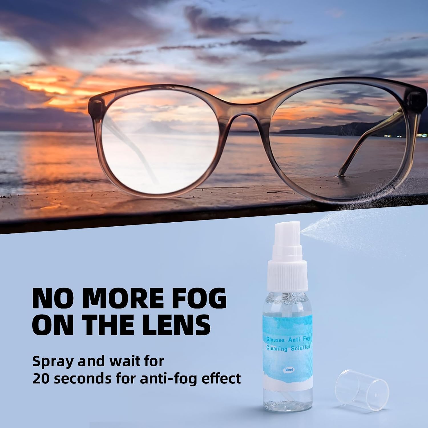 Glasses Cleaner Eyeglass Cleaning Kit with Anti Fog Spray, Microfiber Cloth | Streak-Free Cleaning Pads，Lens Wipes