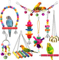 Bird Toys for Conures with Colorful Ladder Hammock Bird Cage Accerious Bird Perch Stand Chewing Toys Hanging Bell for