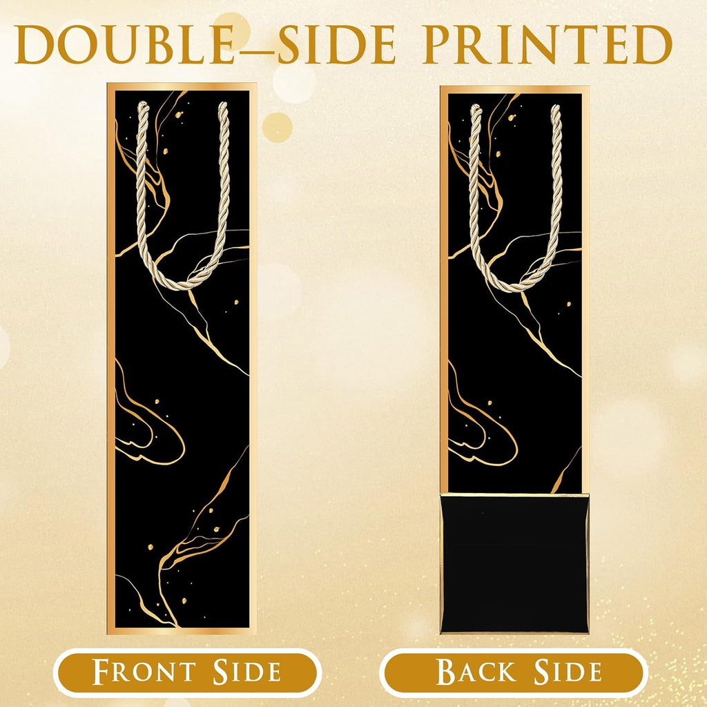 20 Pack Wine Gift Bags with Handles & Tissue Paper black