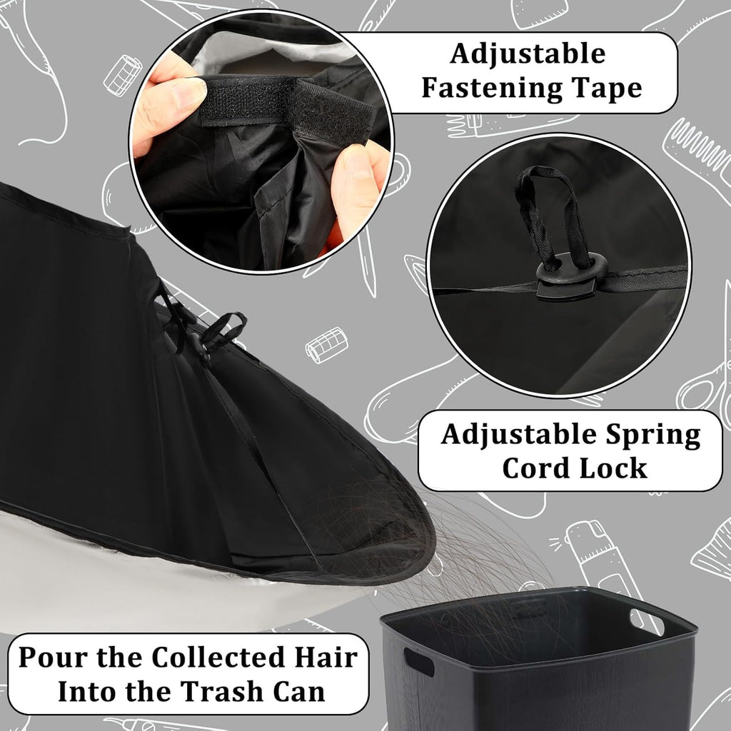 Hair Cutting Cloak Cape Foldable Haircut Umbrella Cape for Adults | Black Barber Cape with Adjustable Neck, Catches