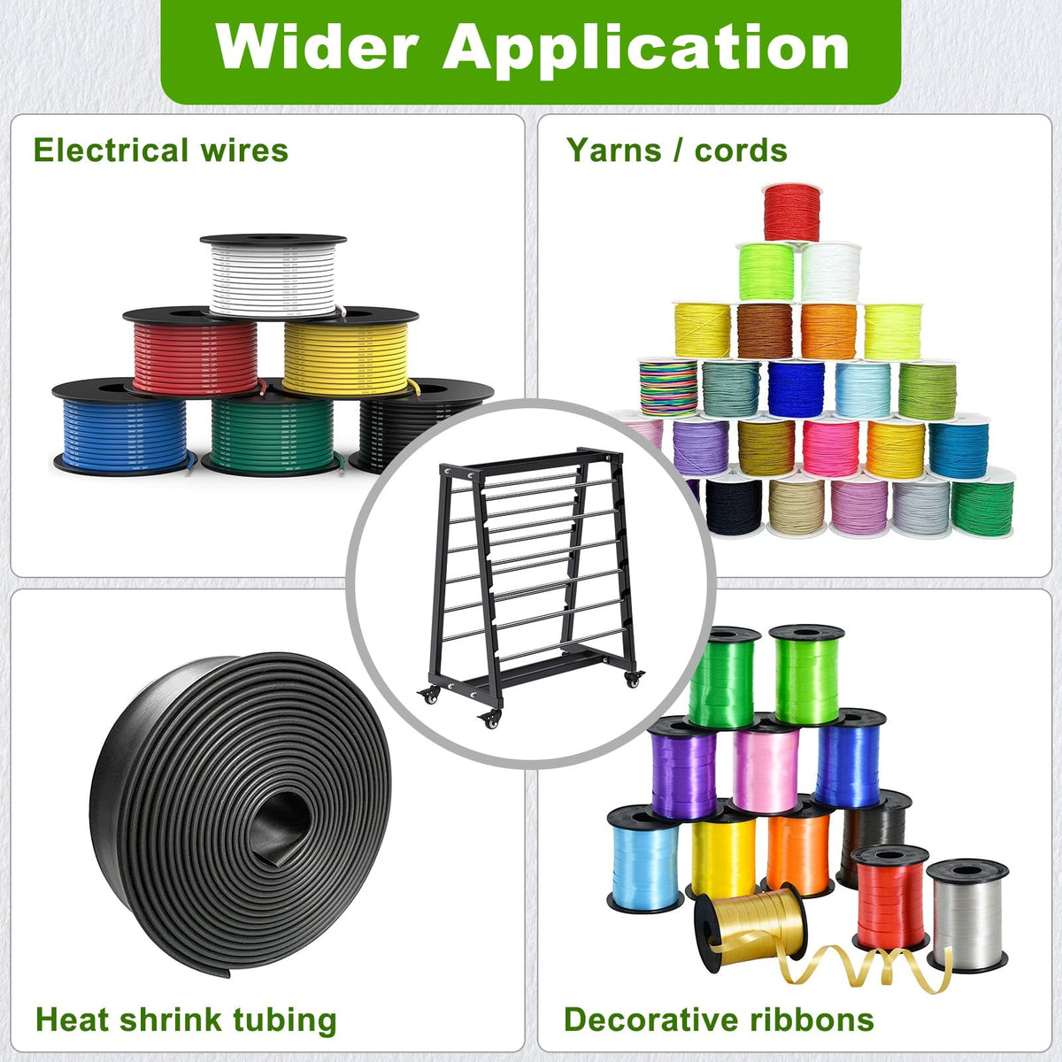 Heavy-Duty 12-Rod Wire Spool Rack, Wire Cart with Locking Wheels