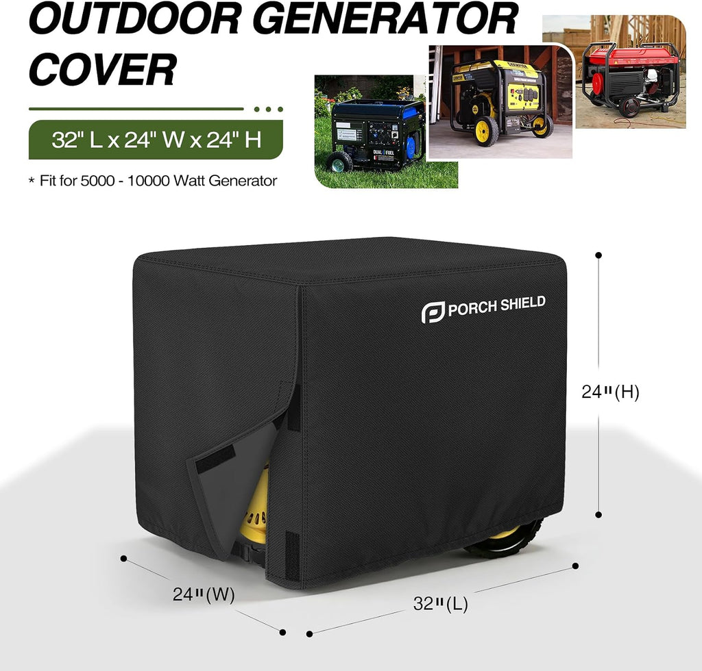 Waterproof Universal Generator Cover 32 x 24 x 24 inch - for Most Generators 5000-10000 Watt, Black