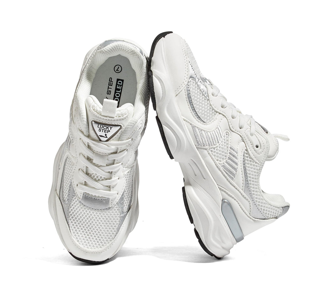 Women's Platform Chunky Fashion Sneakers, White, 8