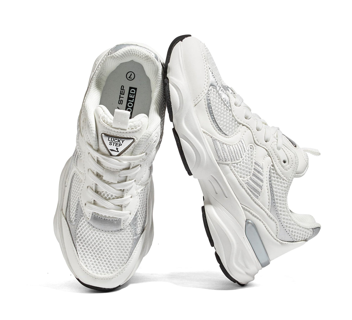 Women's Platform Chunky Fashion Sneakers, White, 8