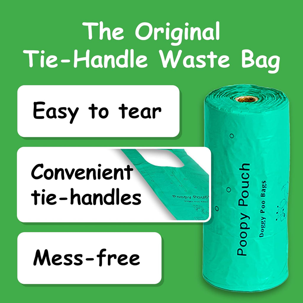 Tie-Handle Pet Waste Bags - 2,000pcs of 7"x15" Lemon-Scented Dog Poop Bags with Handles - Compatible with Most
