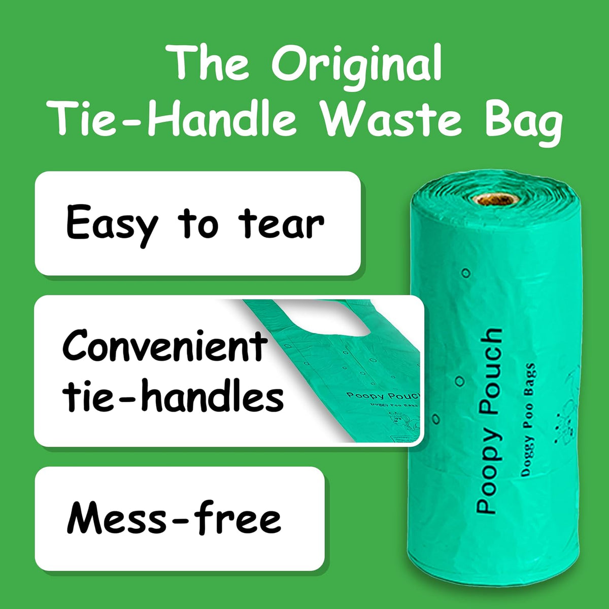 Tie-Handle Pet Waste Bags - 2,000pcs of 7"x15" Lemon-Scented Dog Poop Bags with Handles - Compatible with Most