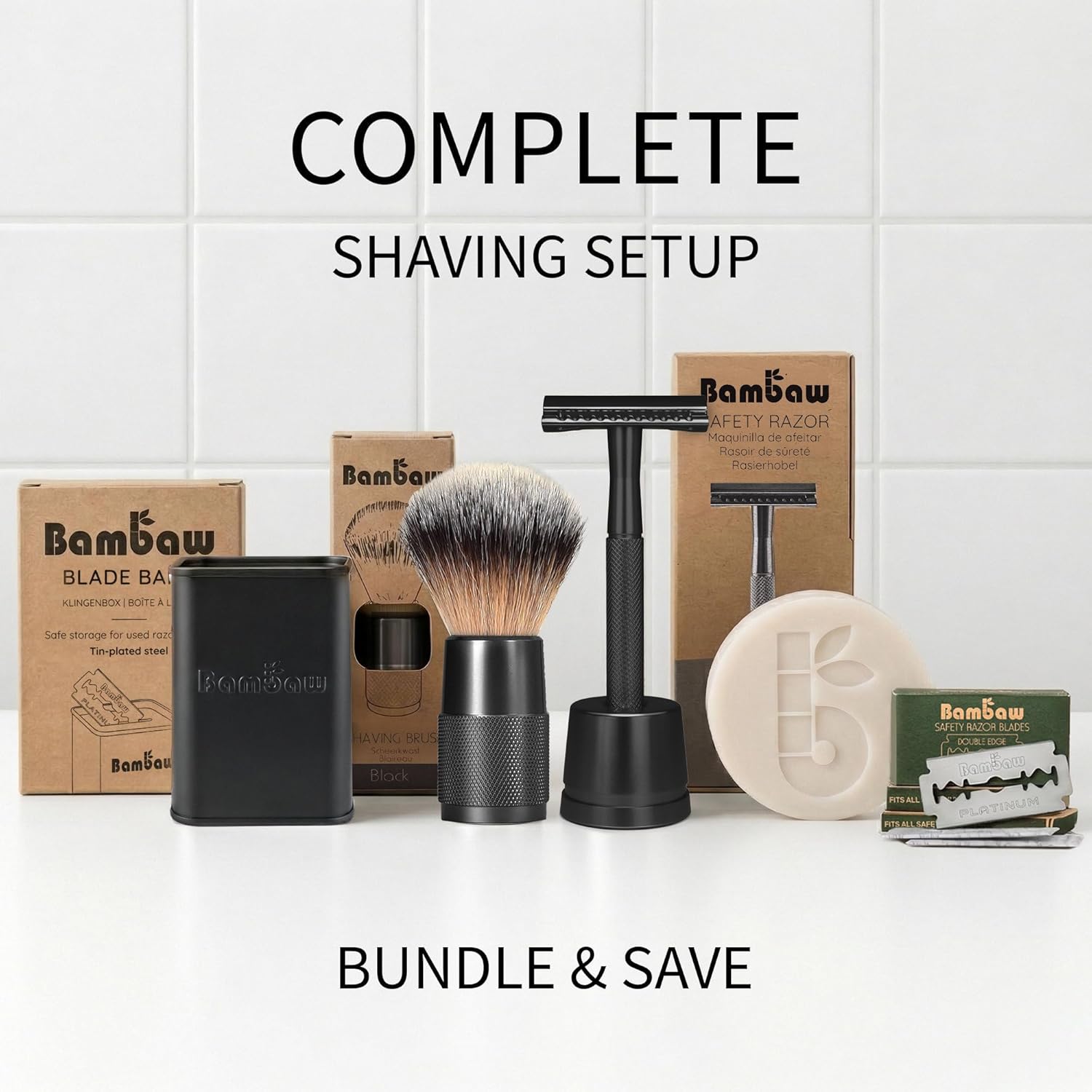 Double Edge Safety Razor with 5 Safety Razor Blades, Single Blade Razor for Men with Razor Stand, Double Edge Razor