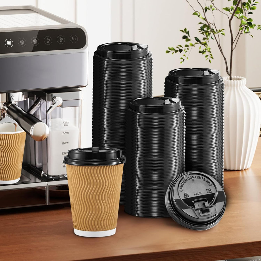 150 Pack Disposable Coffee Cup Lids for 10, 12, 16, 24 oz Paper Cups