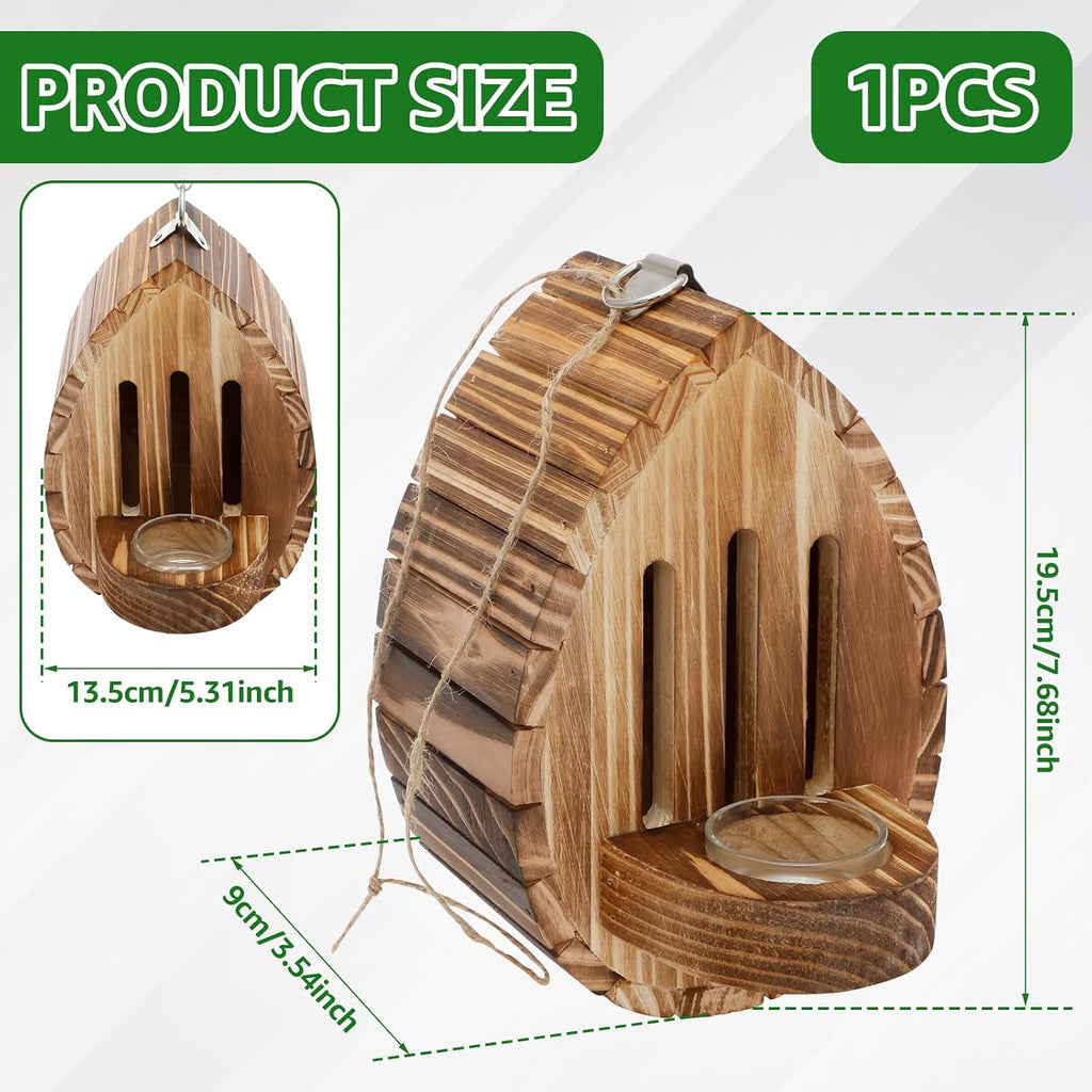 Wooden Butterfly House and Feeder, Butterfly Habitat Nesting Box, Natural Hanging Garden Outside Decoration