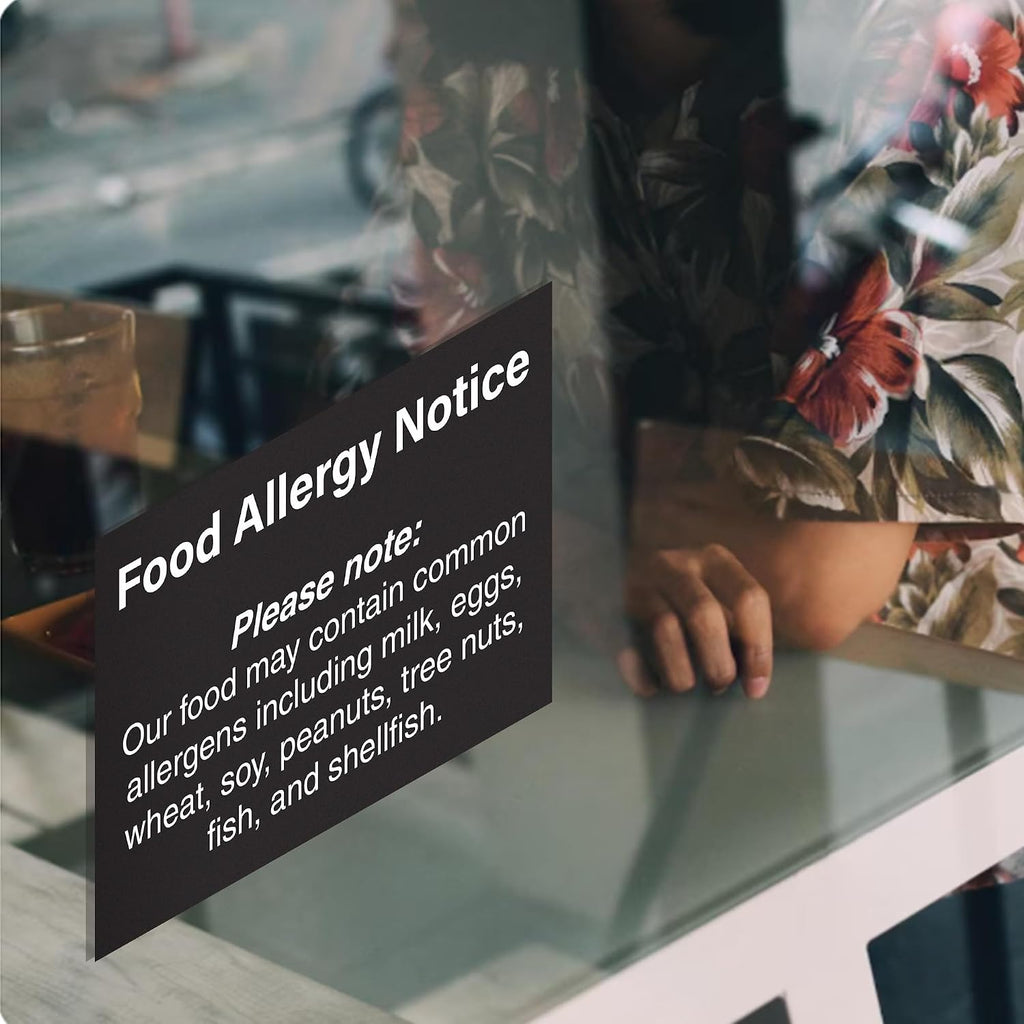 Food Allergy Notice Stickers, Restaurant Food Service Signs, Self Adhesive