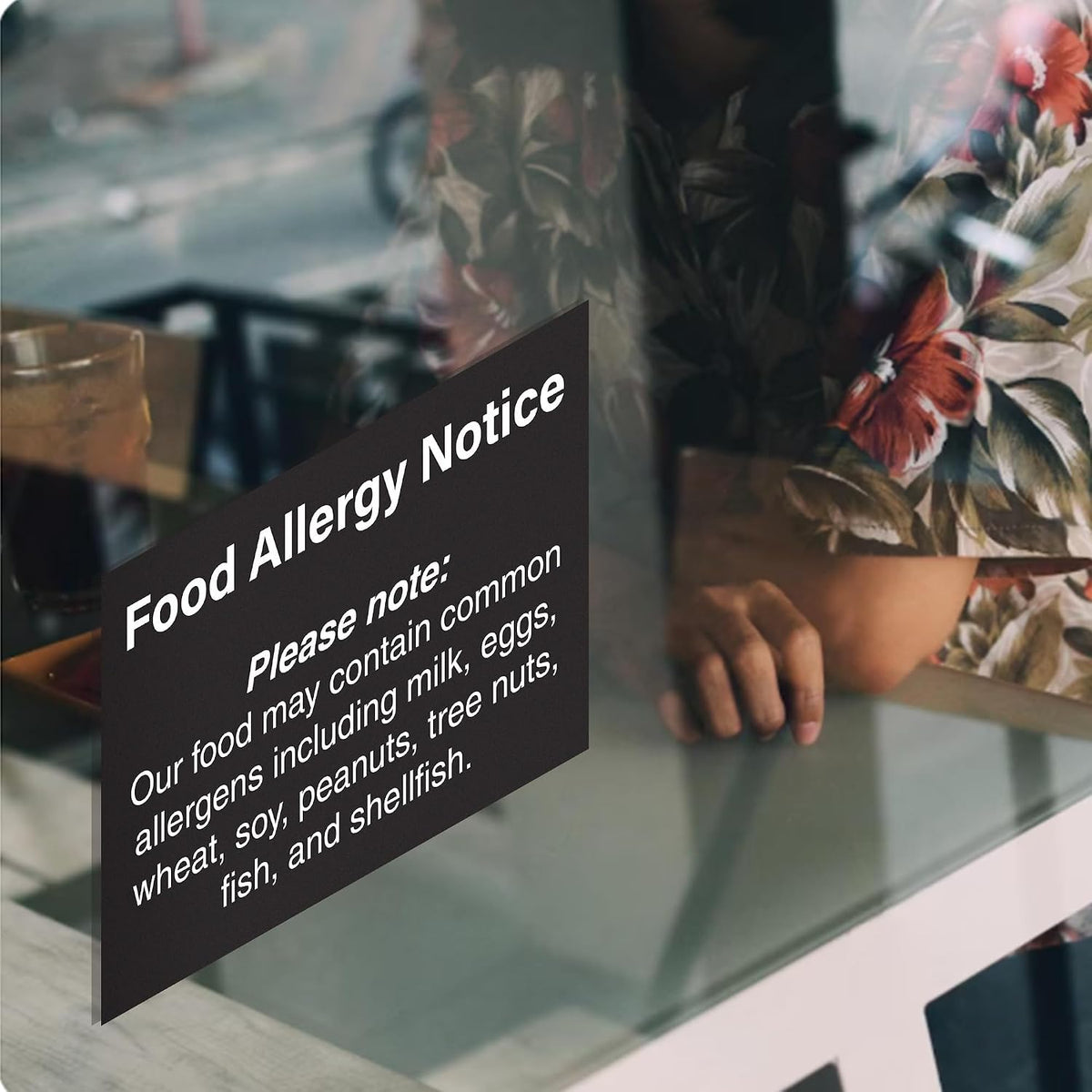 Food Allergy Notice Stickers, Restaurant Food Service Signs, Self Adhesive