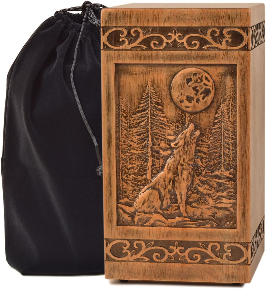 Wooden Cremation Urn for Human Wood Ashes Decorative Box Funeral Urns for Adult Male Female with Satin Bag Burial or