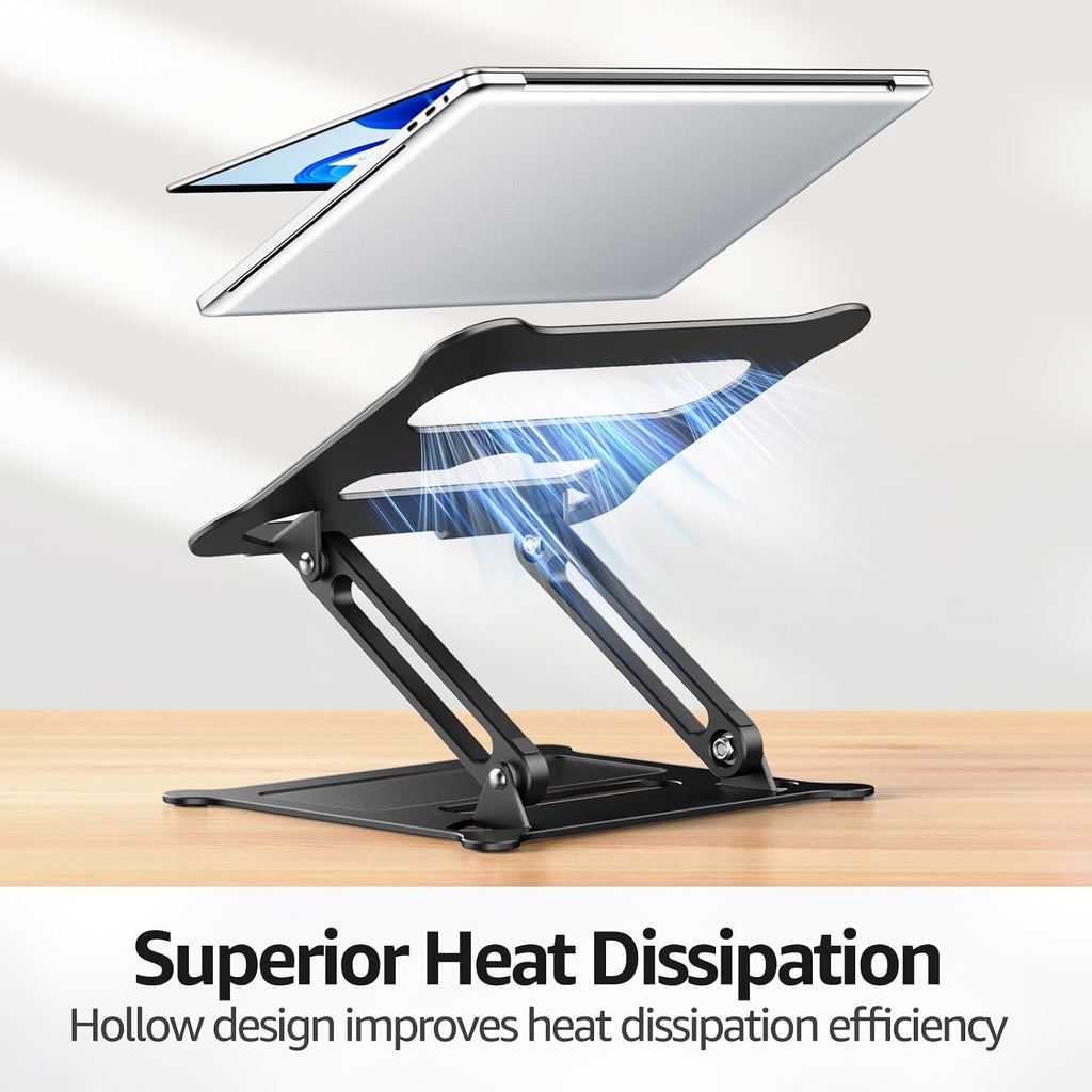 Aluminum Laptop Stand, Portable Laptop Riser, Adjustable Laptop Stand for Desk Foldable, Ergonomic Computer Notebook