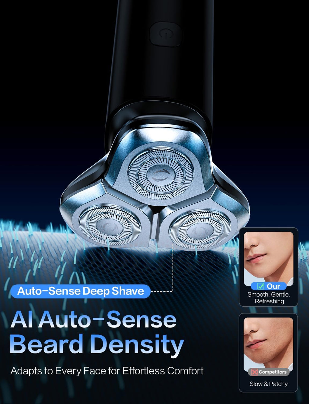 Electric Razor for Men, 4D Floating Rotary Razor, Wet & Dry Waterproof IPX7, USB-C Fast Charging, LED Display