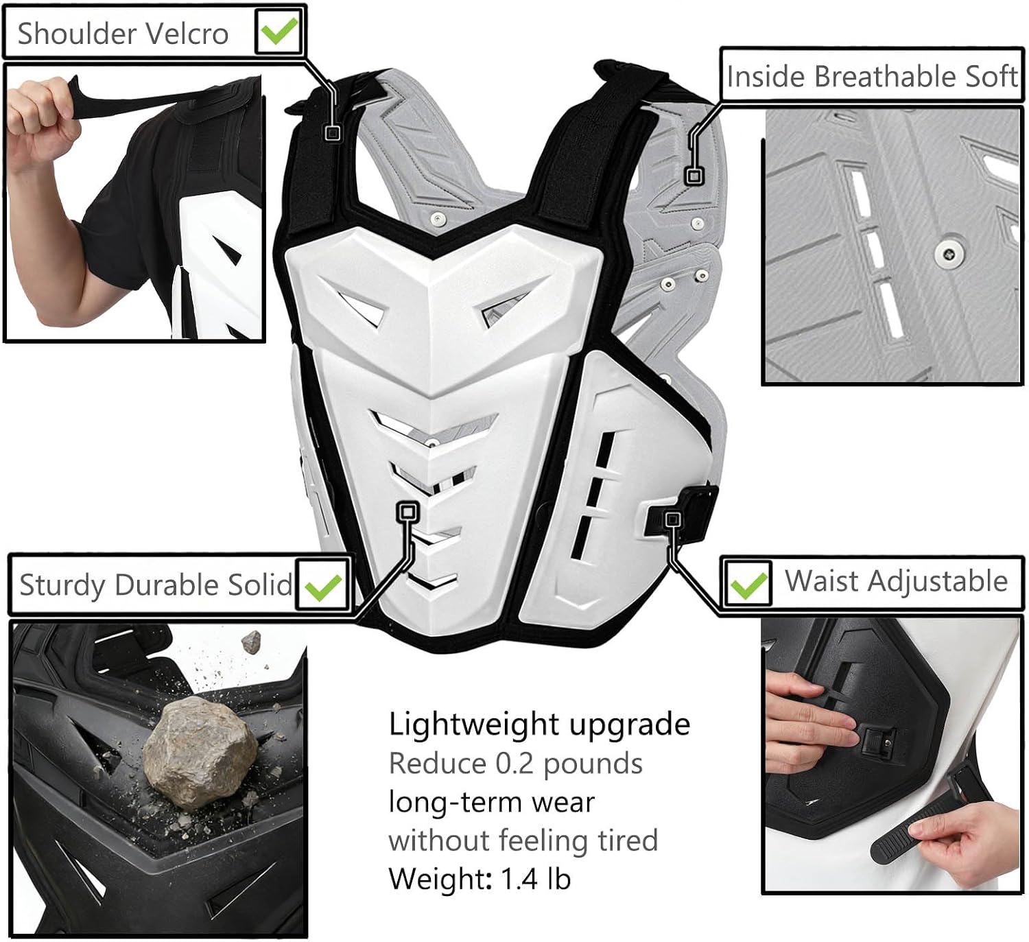 Lightweight Motorcycle Armor Protective Gear Chest and Back Protector | Light Upgrade Riding Jacket, Dirtbike