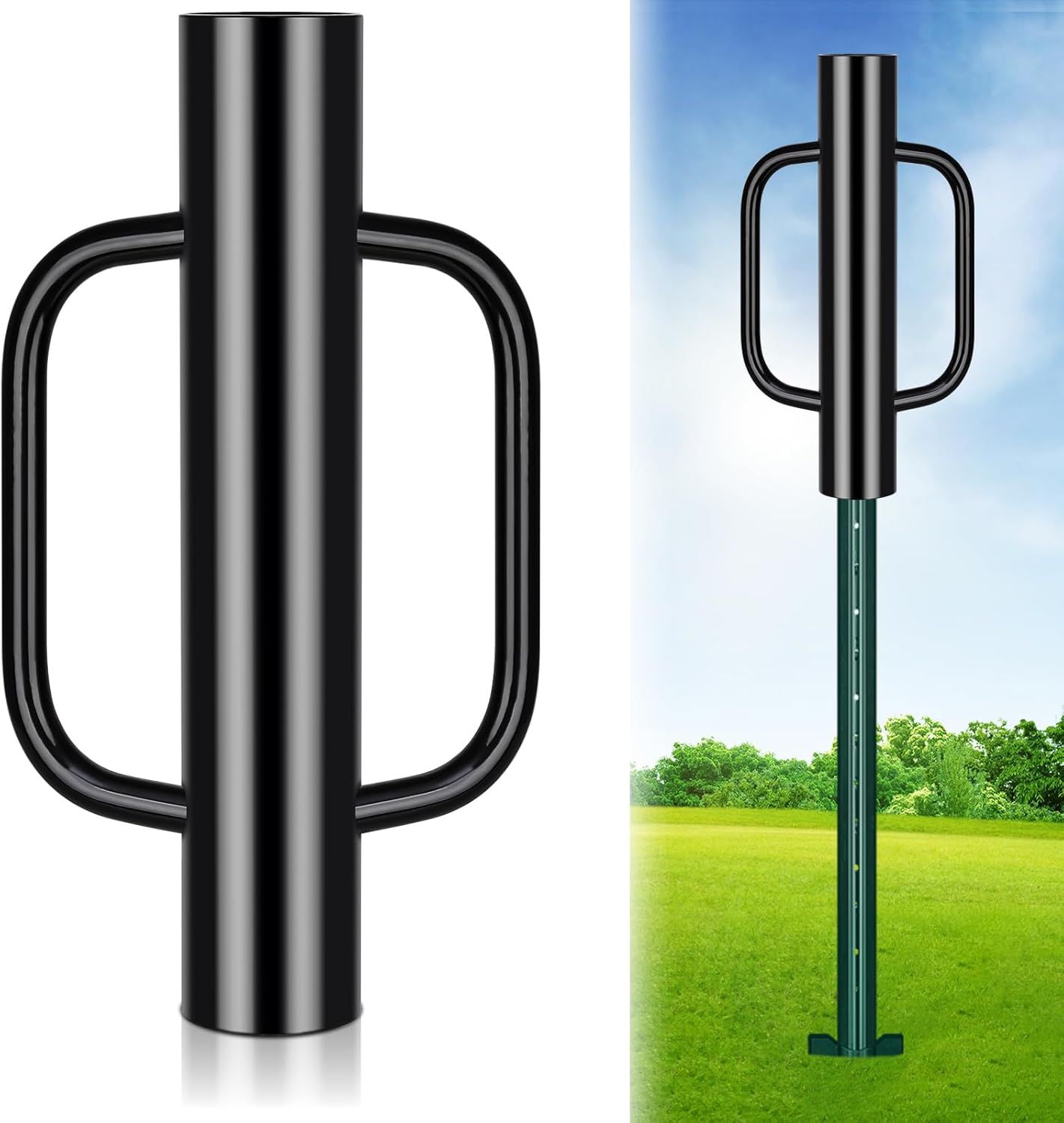 12LB T Post Driver with Handles Heavy Duty Fence Post Driver Post Pounder for T-Posts，U Channel，Metal Post and Sign